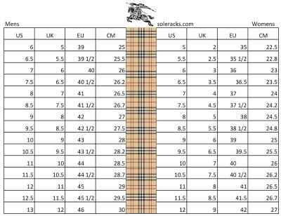 are burberry shoes true to size|burberry size chart.